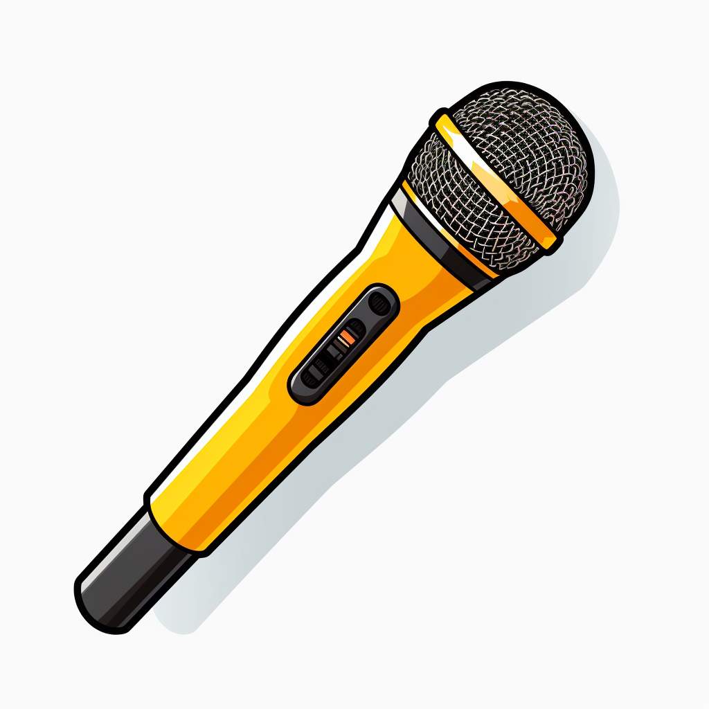 Dynamic handheld microphone cartoon on white background