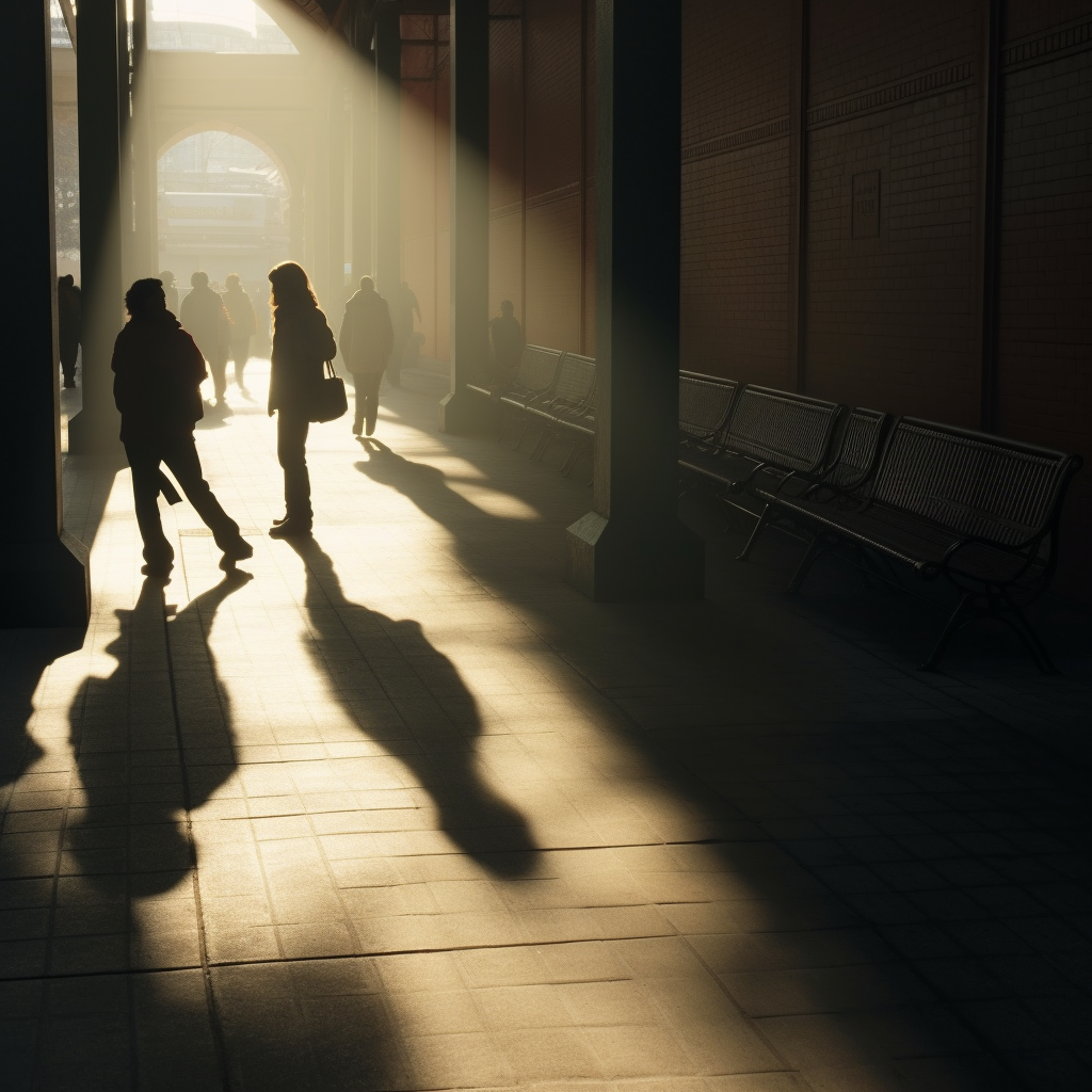 Vibrant dynamic scene in public space