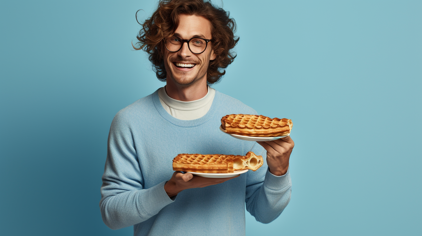 Smiling young man in dynamic pose wearing glasses