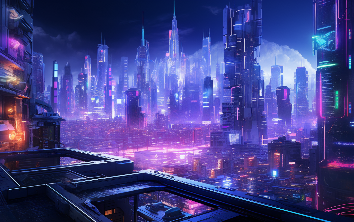 Dystopian Neon Cyberpunk City Lights