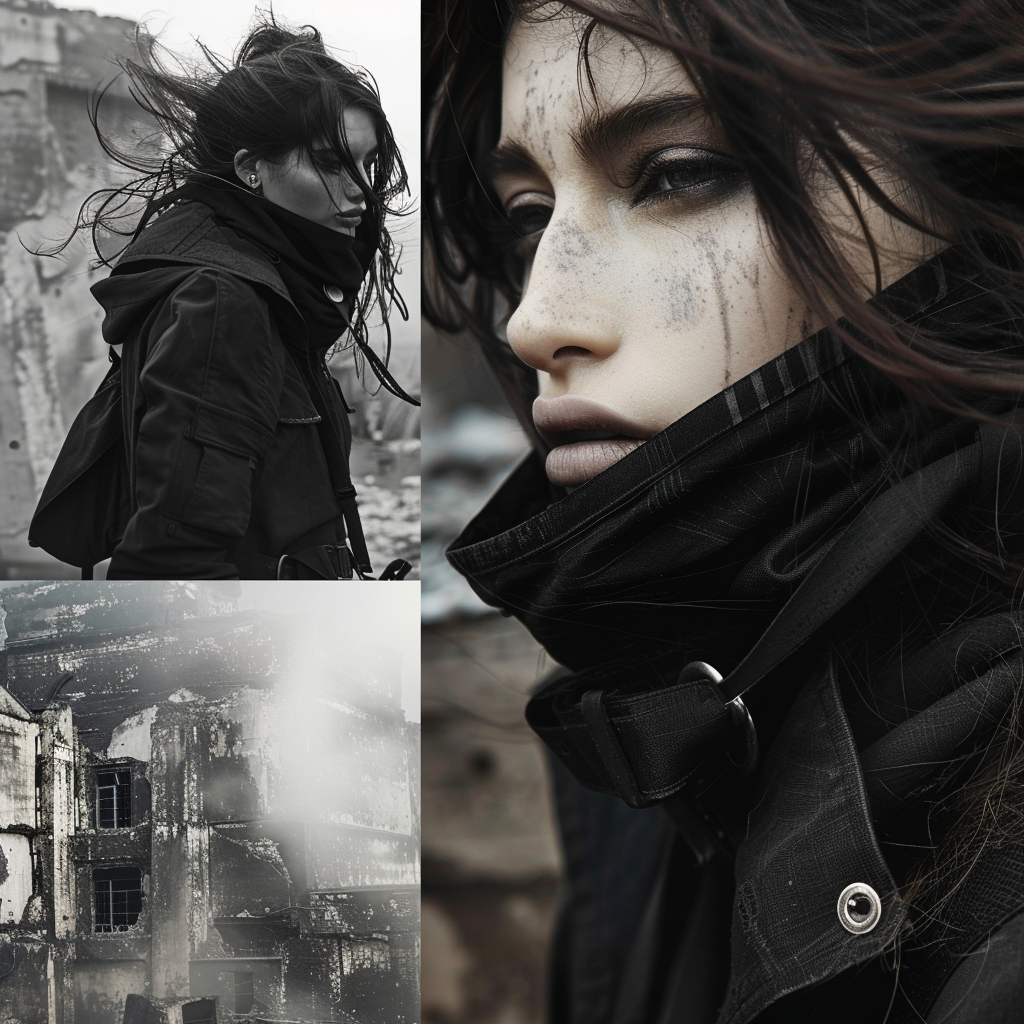 Female model in dystopian shoot