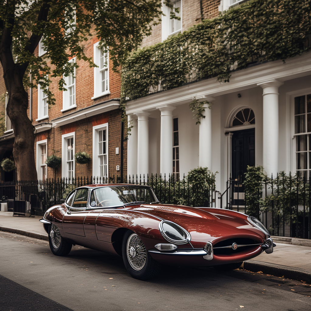 Classic E-Type Jaguar parked in London