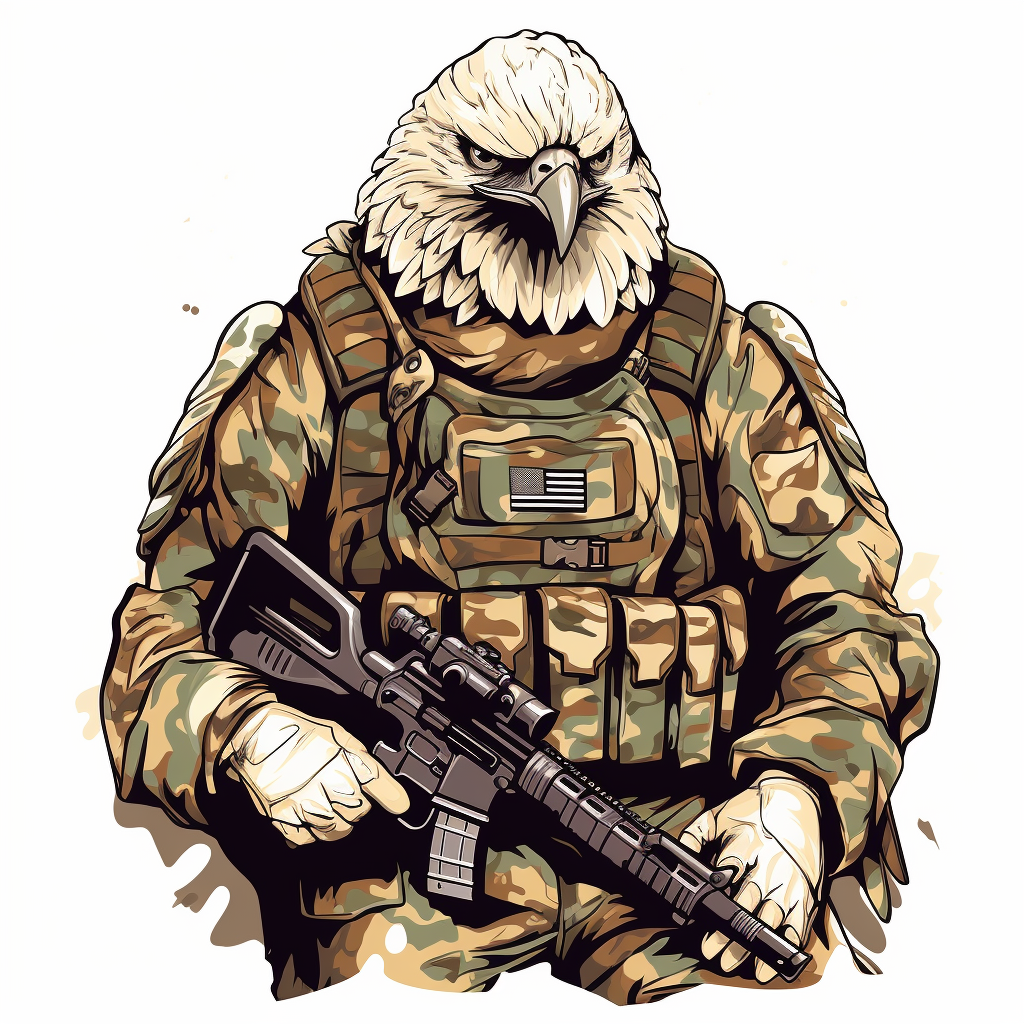 Eagle soldier in military clothing and equipment