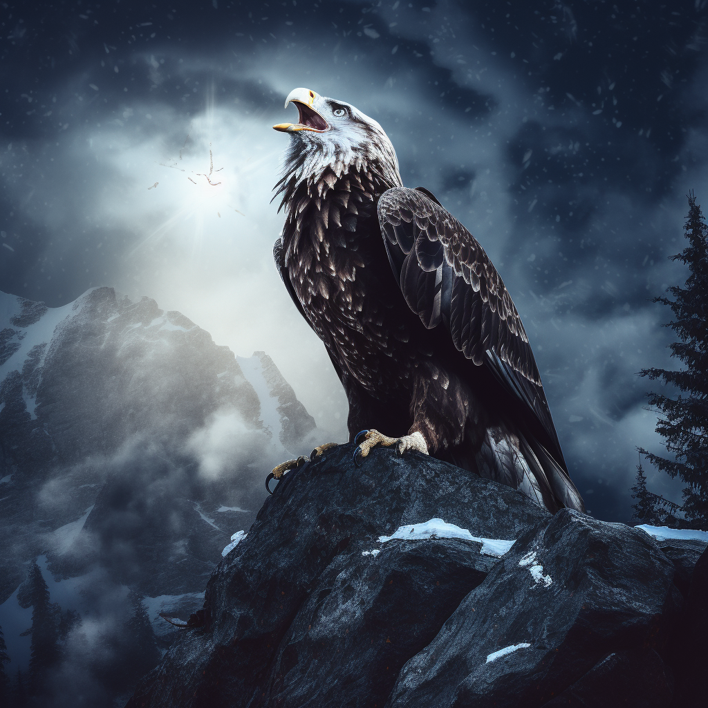 Eagle person howling at moon