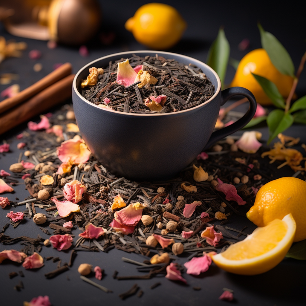 Earlgrey tea leaves in a delightful product shot