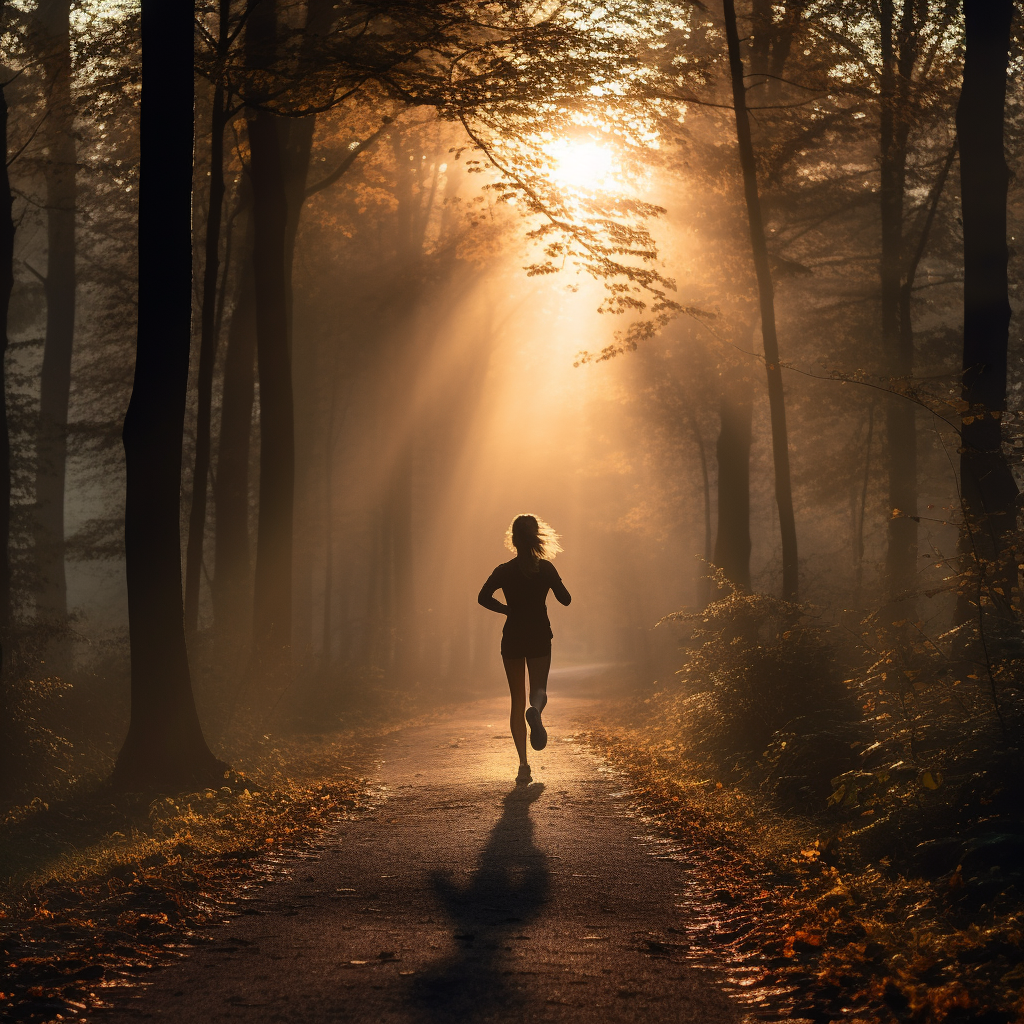 Woman Jogging in European Forest