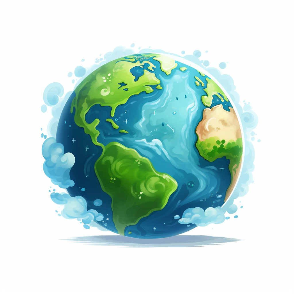 Earth Cartoon on White Background