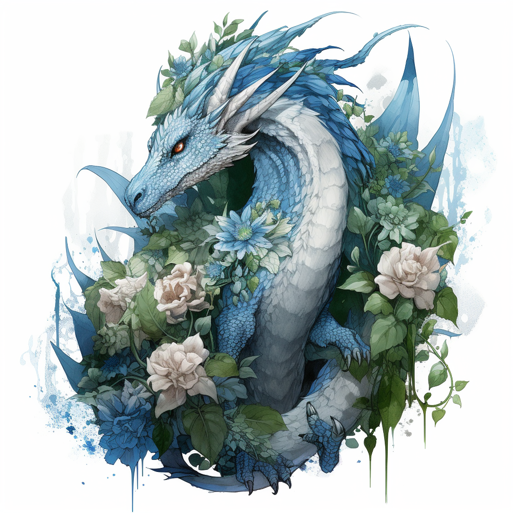 Earth Dragon with Flowers and Roots