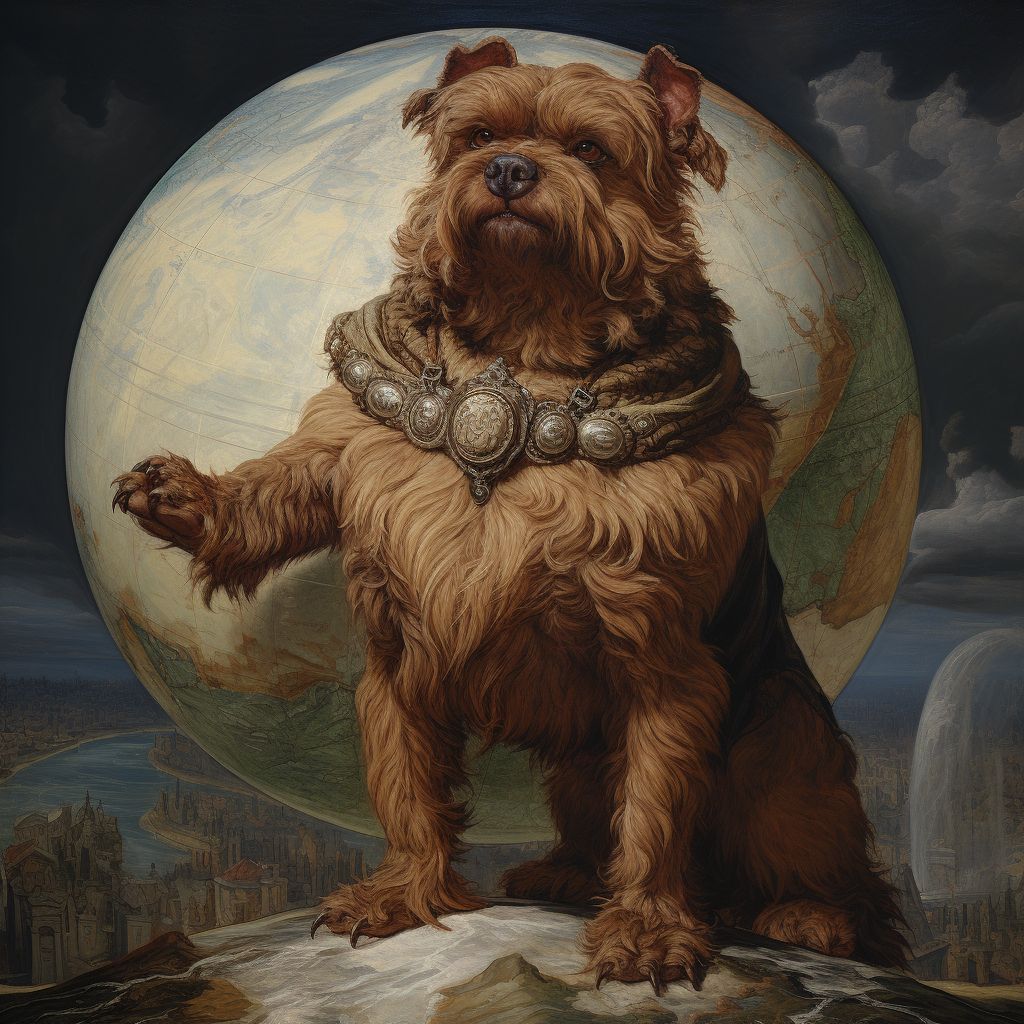 Strong Yorkie holding the Earth in Renaissance and Baroque art