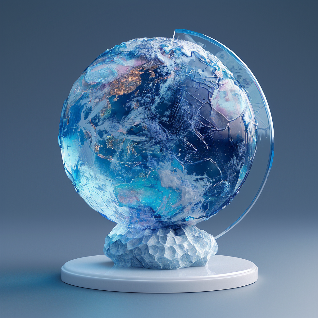 Earth Isometric Blue Glass Icon