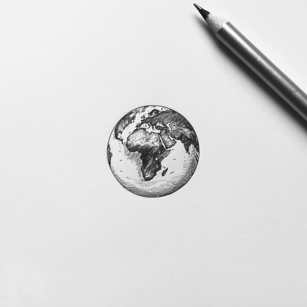 Simple Earth Pencil Logo Icon