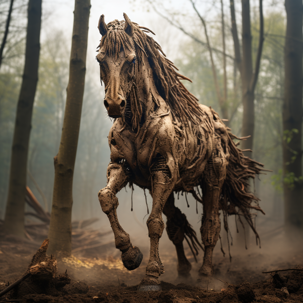 Majestic horse crafted from earth dust