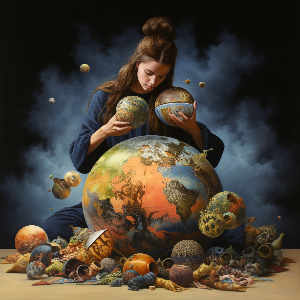 Surrealist figurative illustration of the Earth