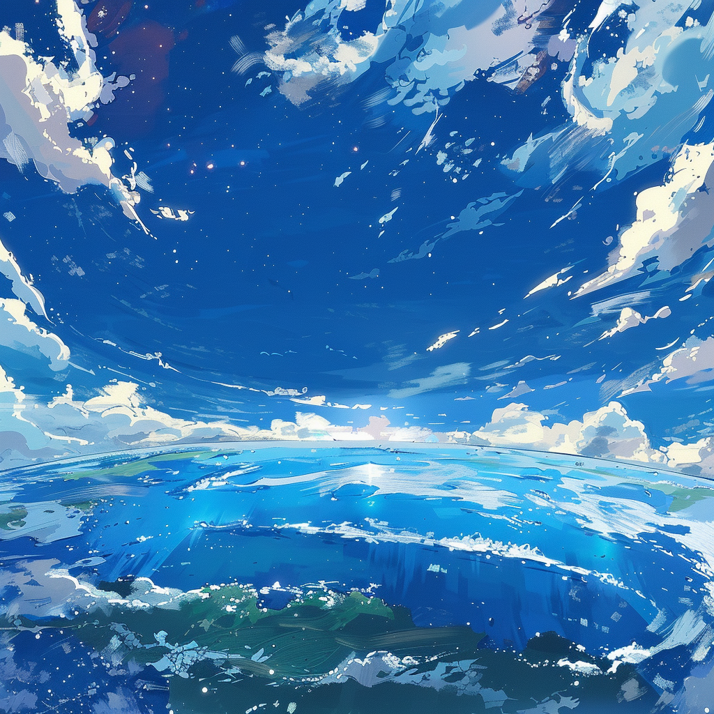 Earth in Blue Sky Ocean