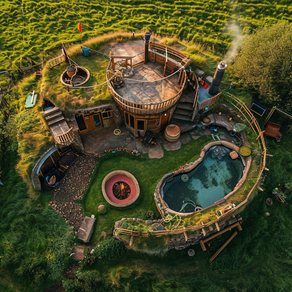 Aerial View of Earthship Home