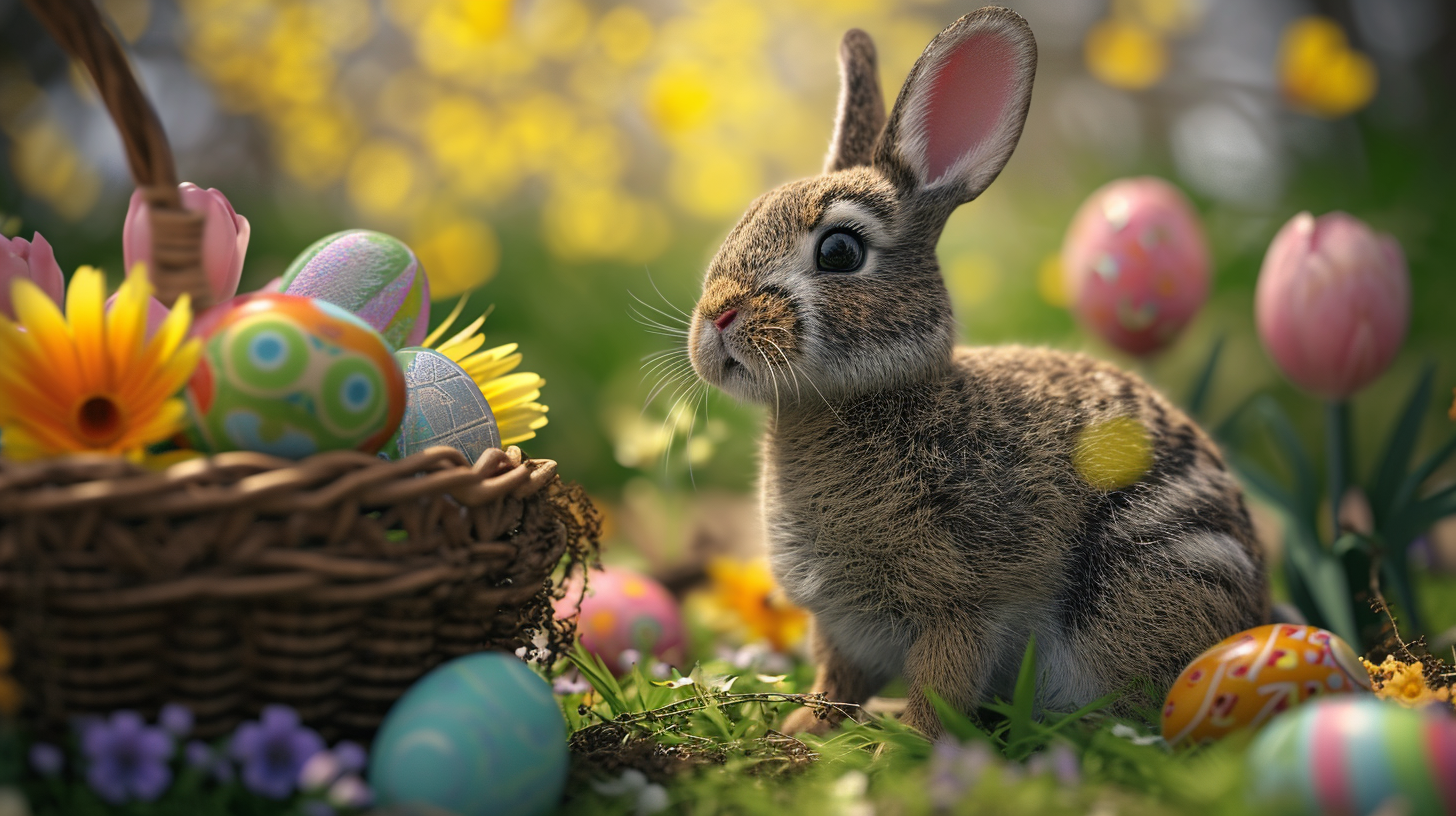 Cute AI Easter Bunnies Playing