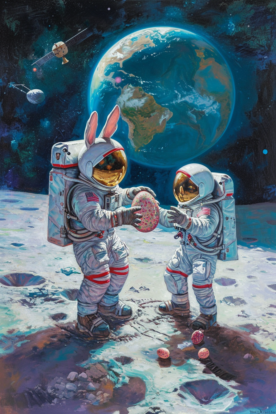 Easter Bunny Spacesuit Astronaut Moon Easter Egg