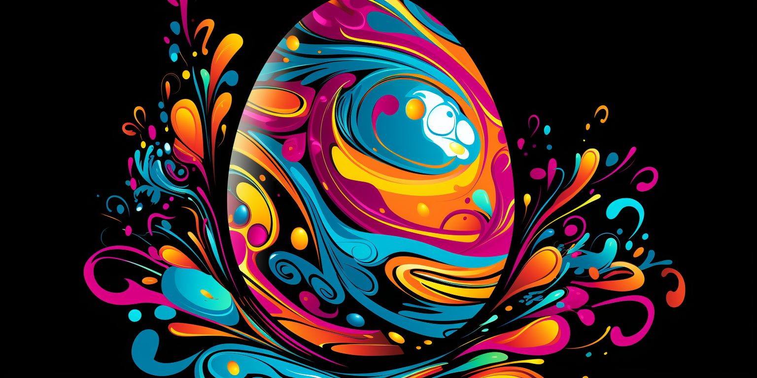 Easter Egg Pop-Art Graphic in Swirling Colors