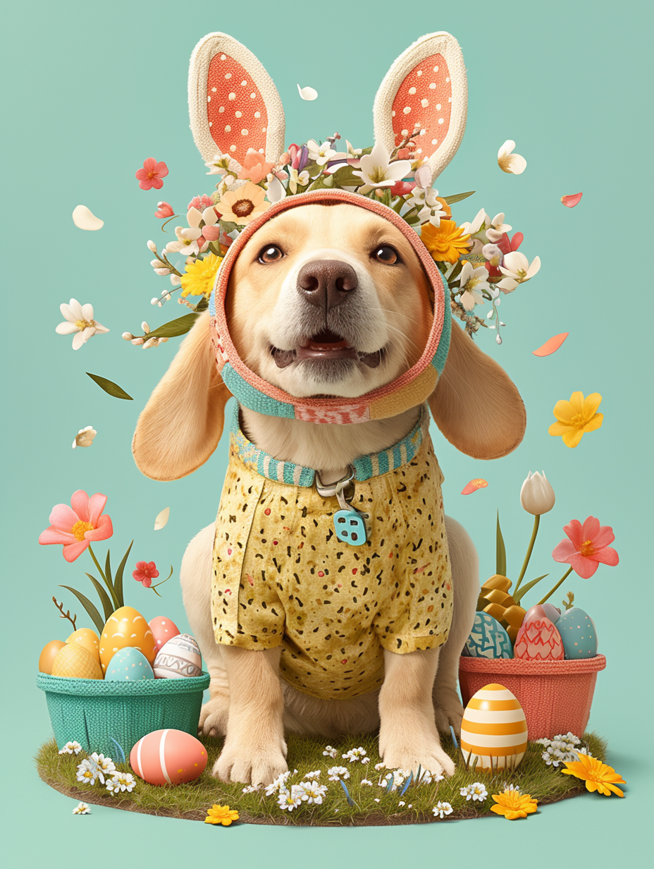 Golden Labrador Easter Bunny Rabbit