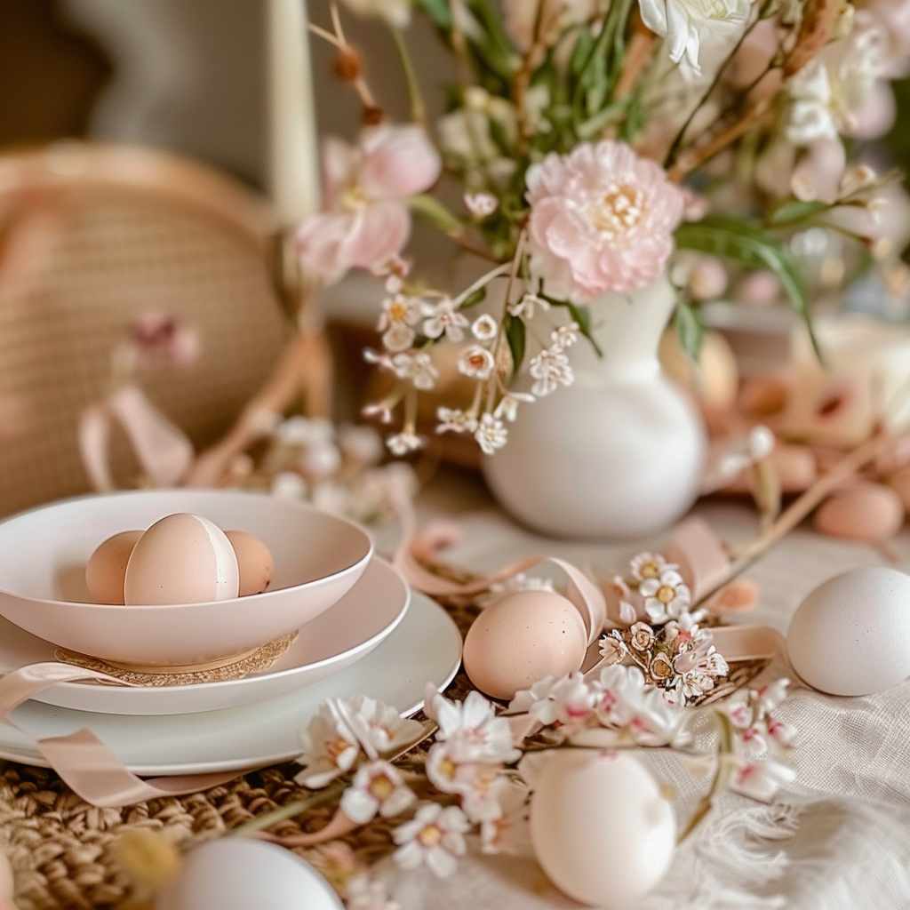 Easter vibes ribbons flowers eggs