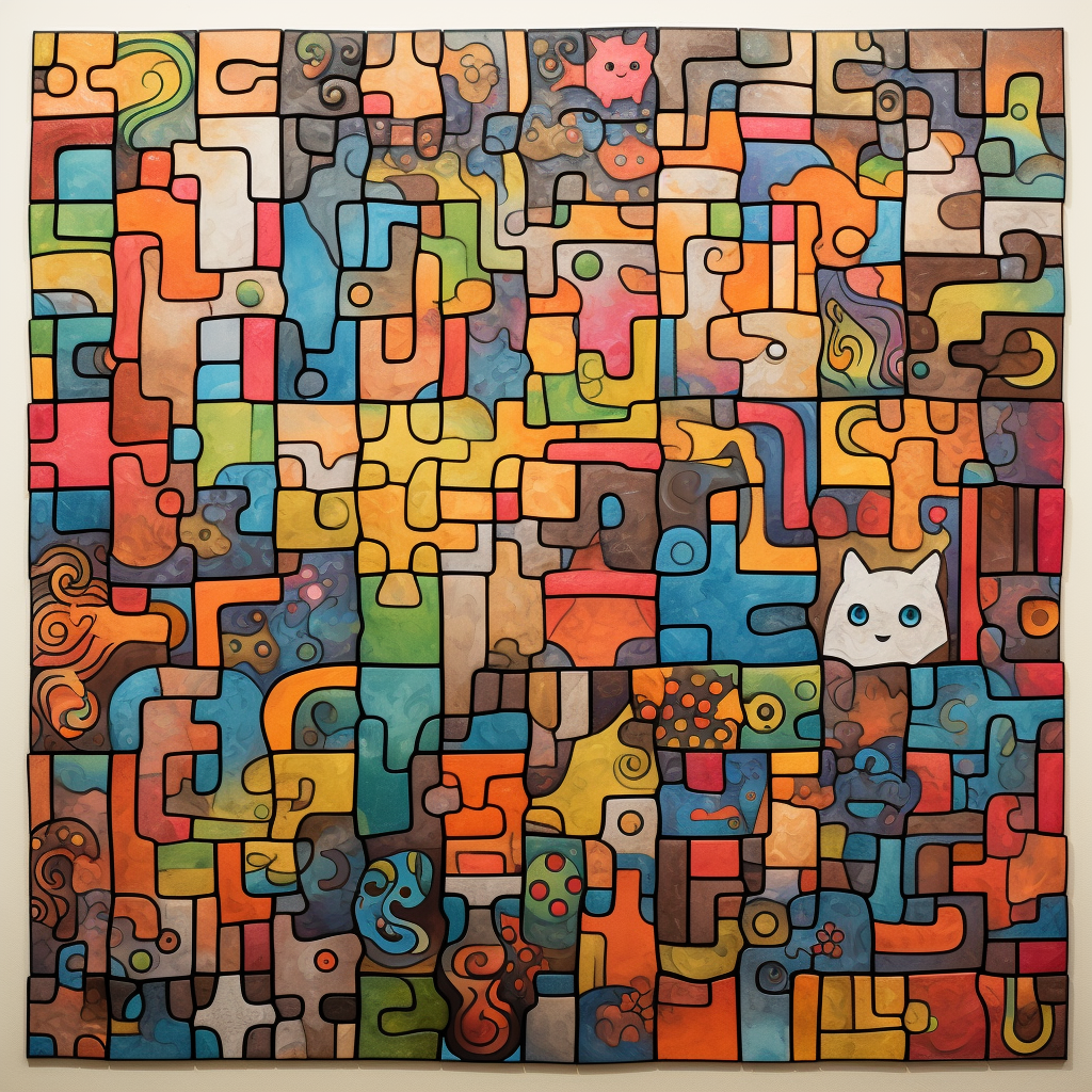 Colorful puzzle pieces on a table