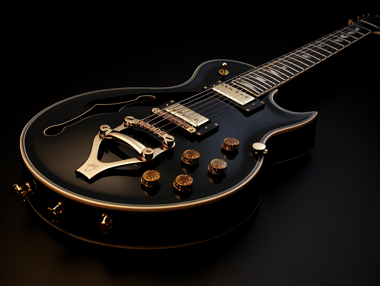 Beautiful ebony electric guitar with small fret inlays