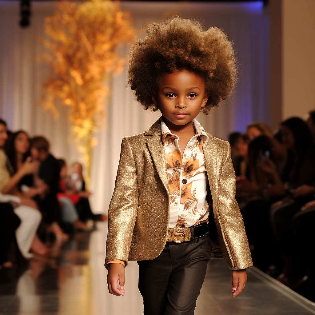 Ebony kid models on runway