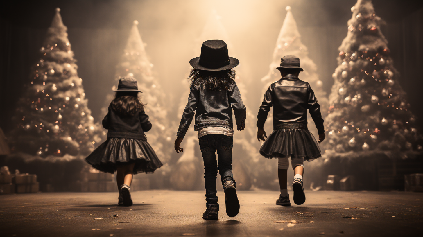 Eccentric children performing a Christmas dance on stage