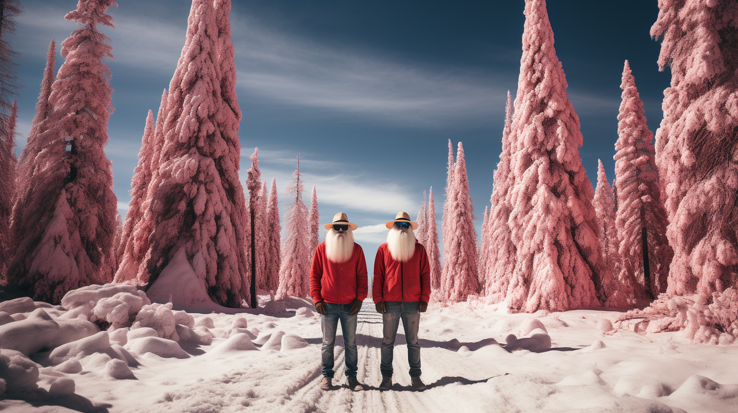 Eccentric characters in Christmas attire at Yellowstone