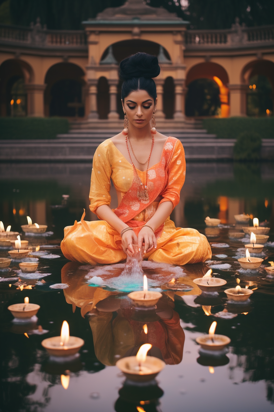 Traditional Indian Lady Saint Saffron