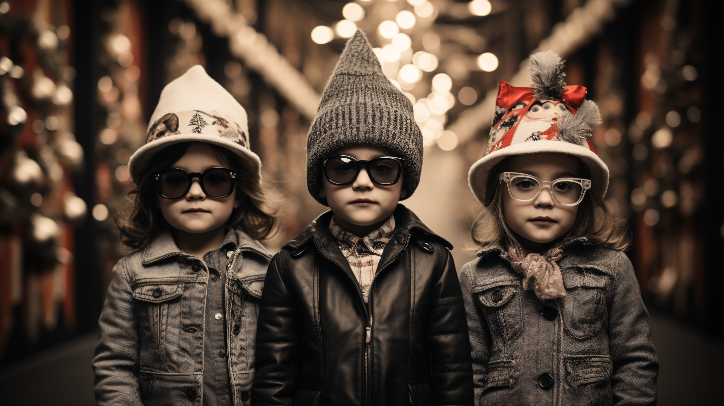 Children playing dress up in festive outfits