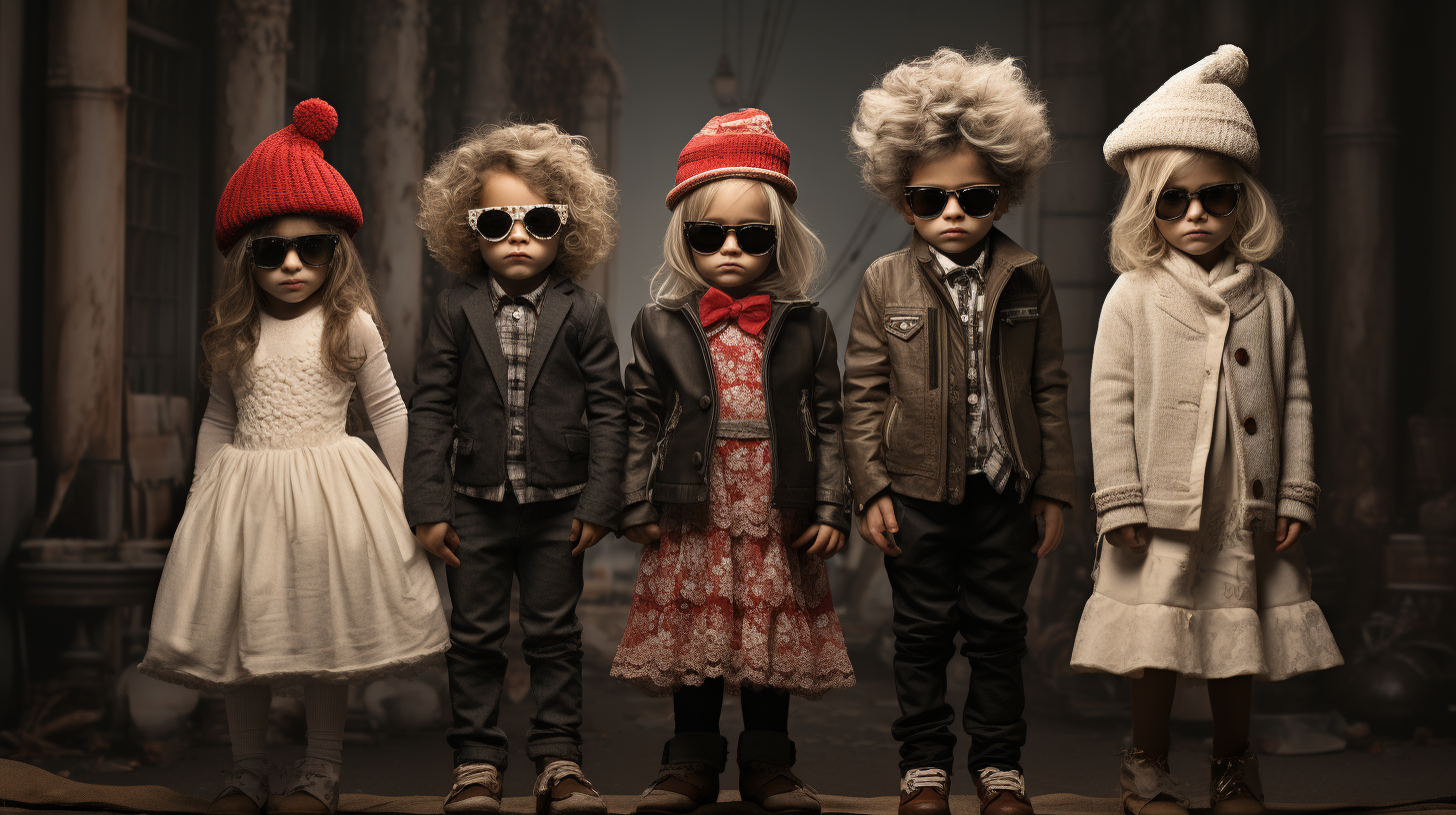 Children in festive dress-up outfits