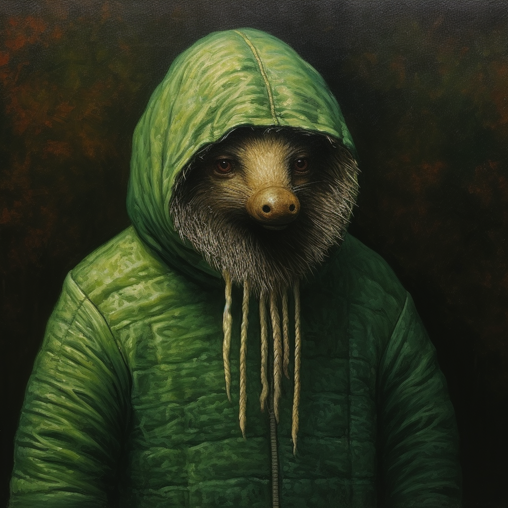 Echidna man wearing green hood