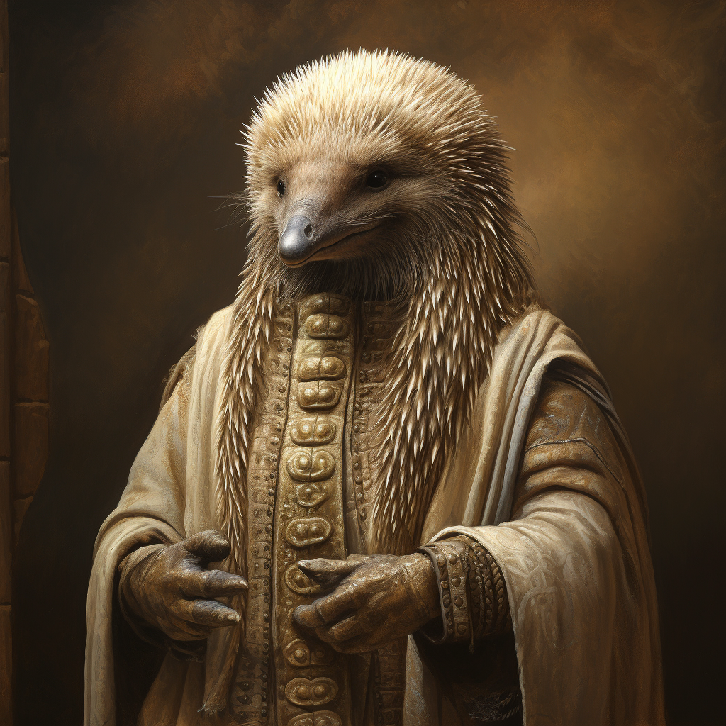 Echidna man dressed as prophet