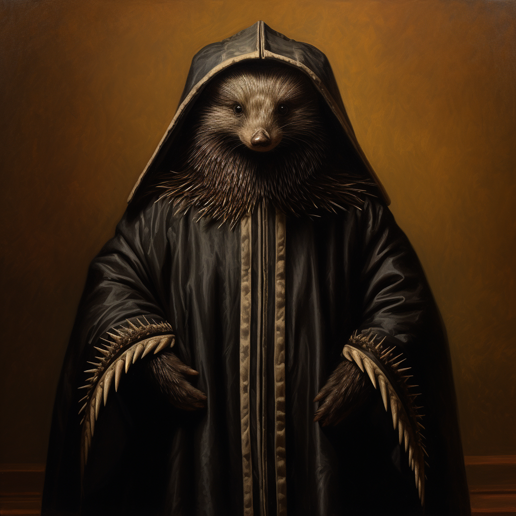 Echidna-man in black robes