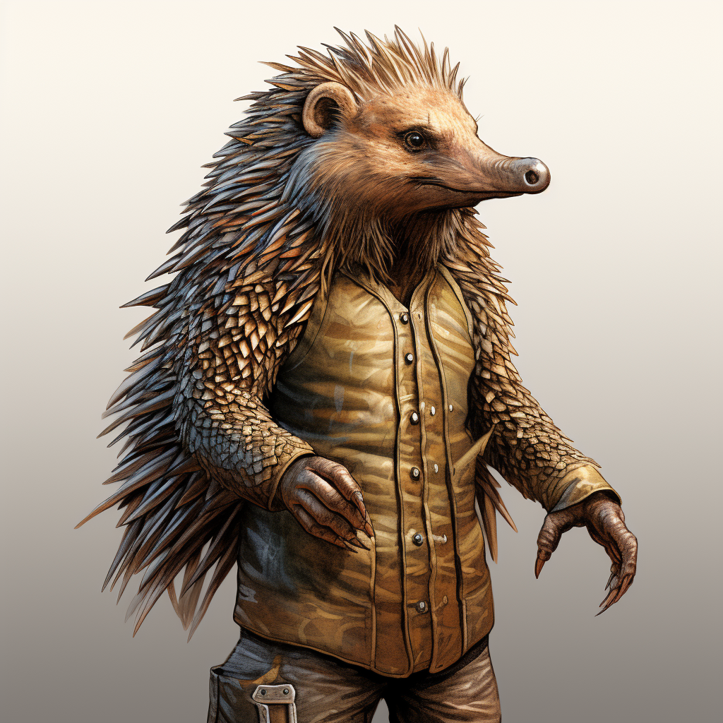 Illustration of Echidna Man on Blank Background