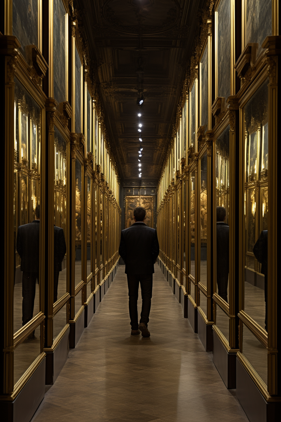 Portrait of a contemplative man in a corridor