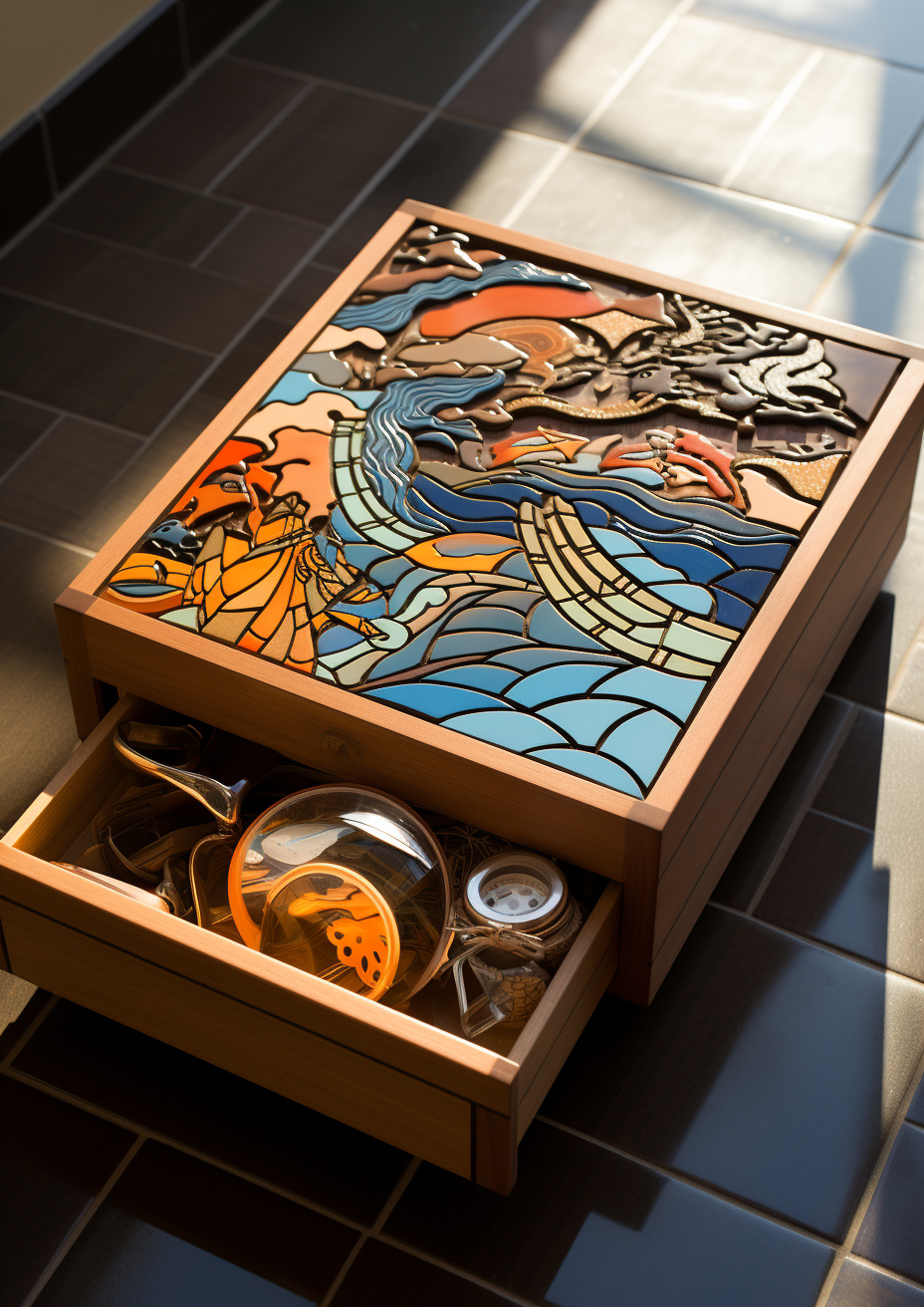 Oriental image with drawer organizer