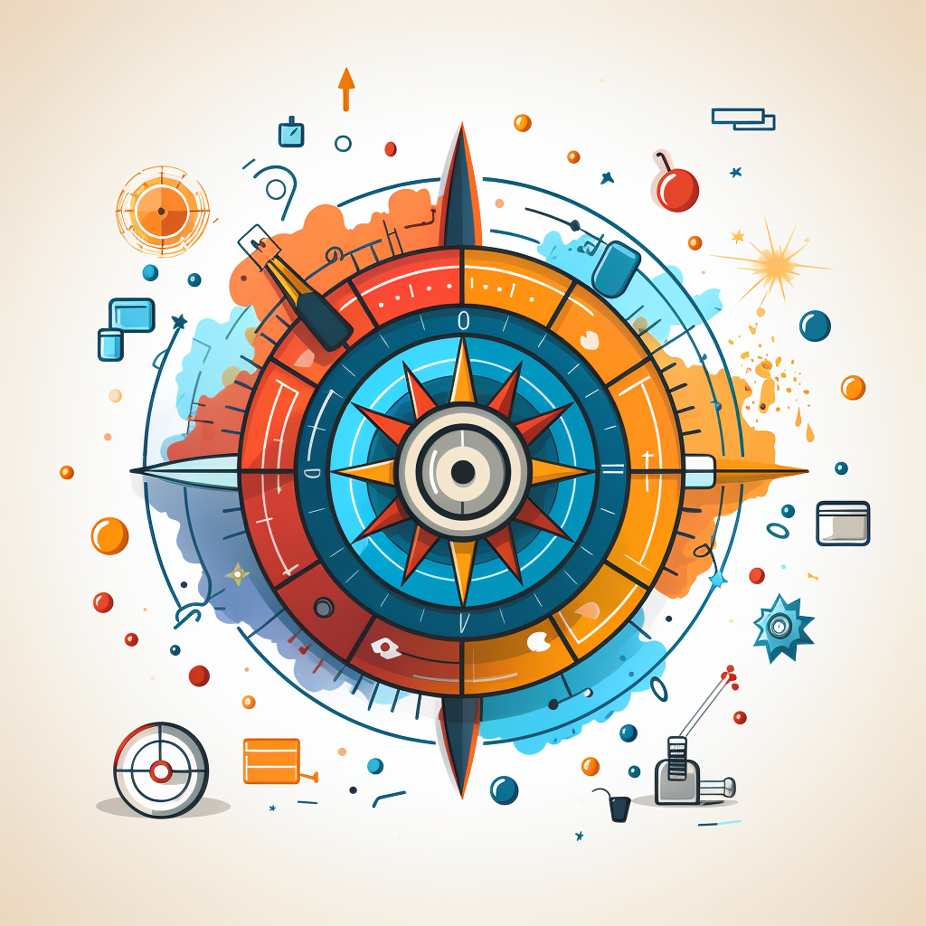 Ecommerce concept with compass infographic line art