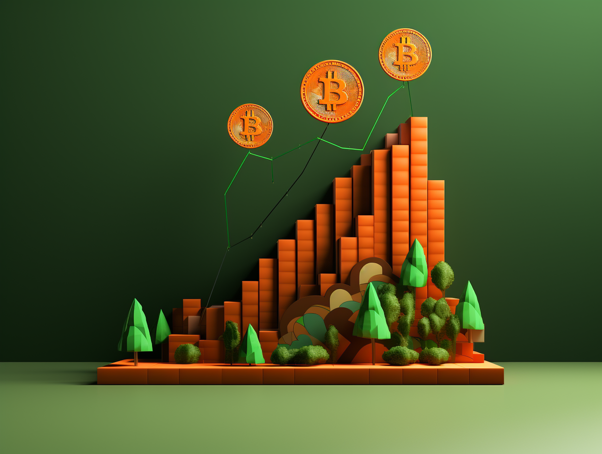 Illustration showing economy and cryptocurrencies growth