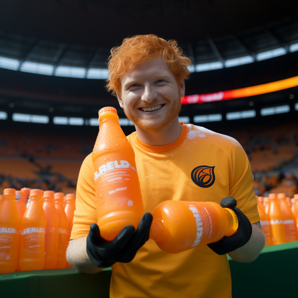 Ed Sheeran smiling and promoting Gatorade