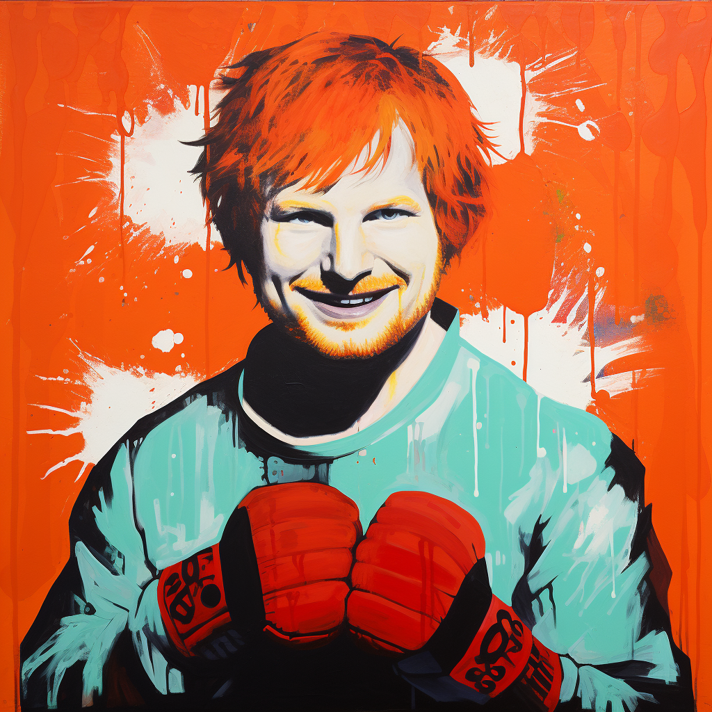 Ed Sheeran smiling as a boxer