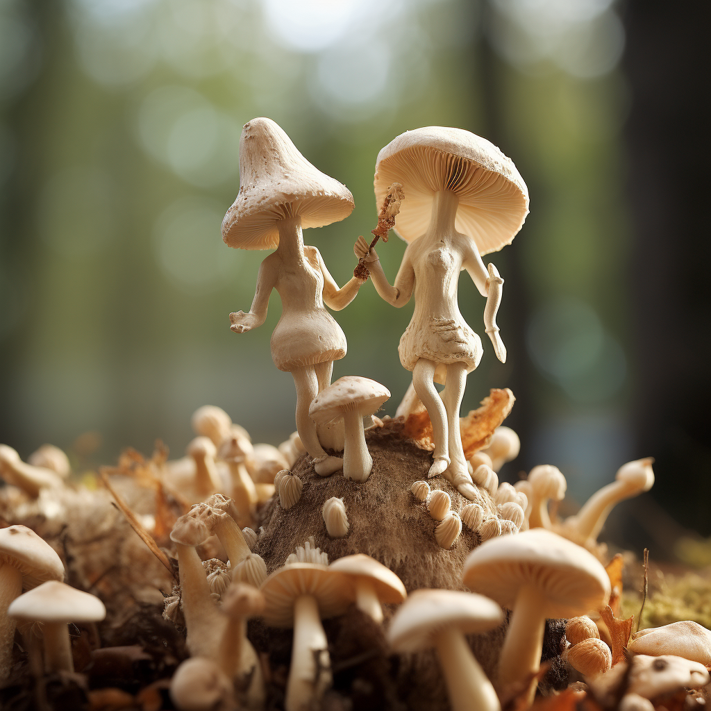 Adorable edible mushroom people characters