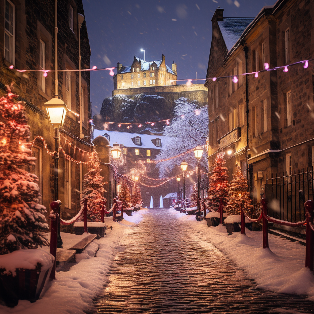 Snowy View of Edinburgh Castle