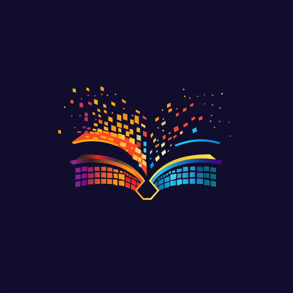 education technology logo book pixels fusion