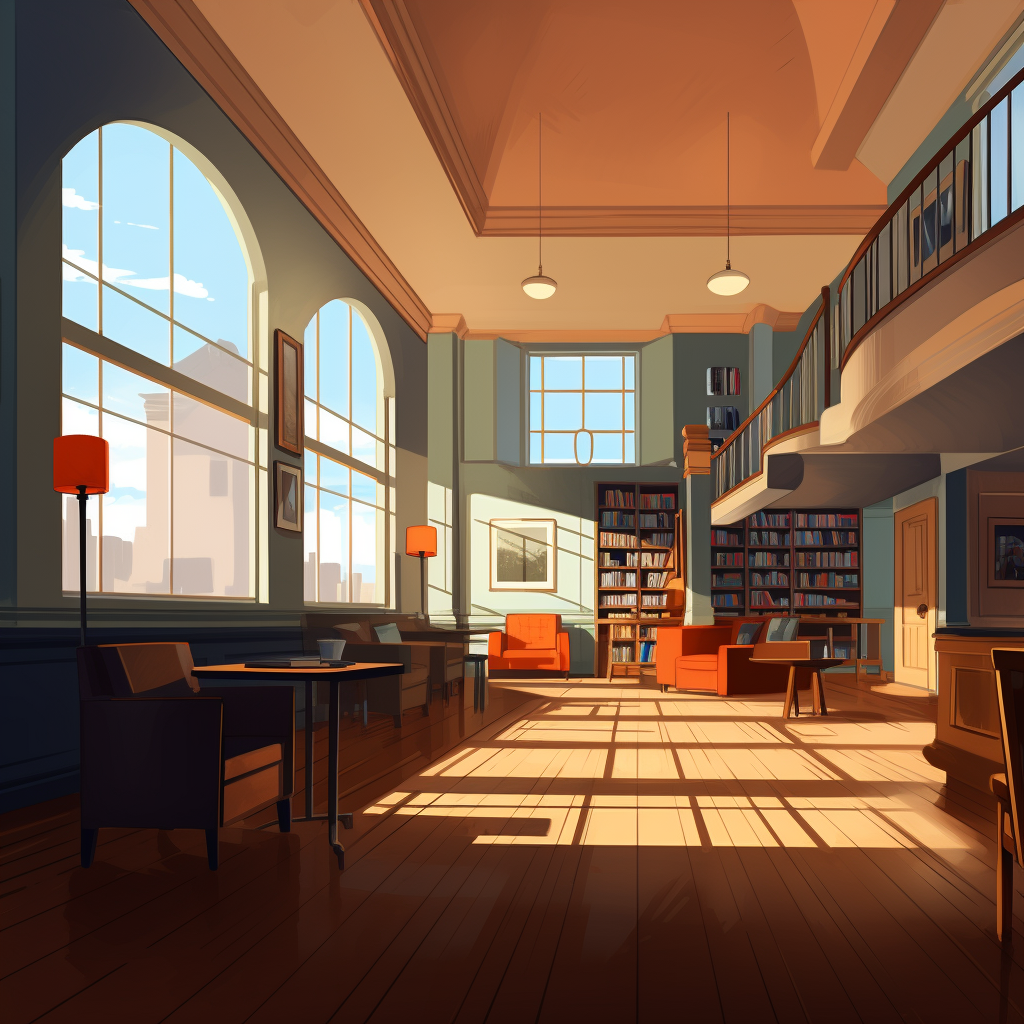 Cozy library in Hopper's style