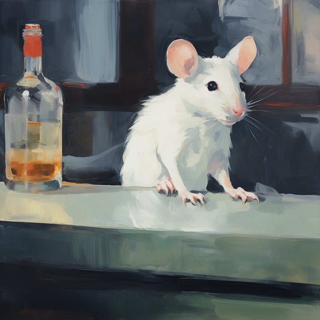 Edward Hopper style white mouse