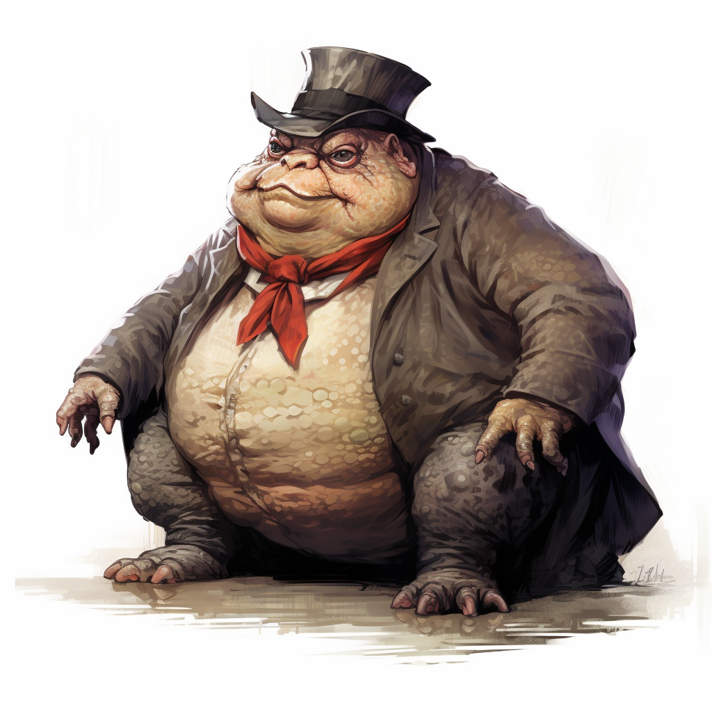 Illustration of a Slimey and Scary Edwardian Obese Toad Man