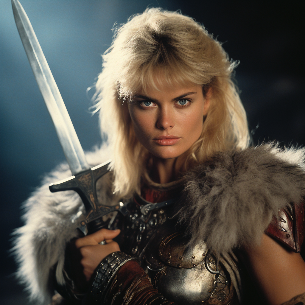 Erika Eleniak wielding claymore sword