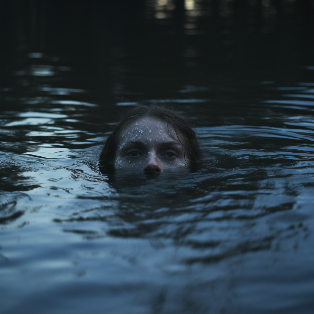 Serene Faces Amid Eerie Water Symbolism